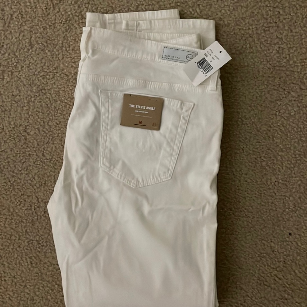 AG white jeans Stevie Ankle slim straight leg Sz 31 NWT
